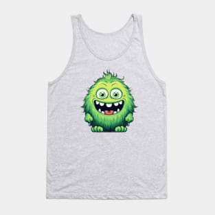 Smiling Cute Green Monster Cartoon Tank Top